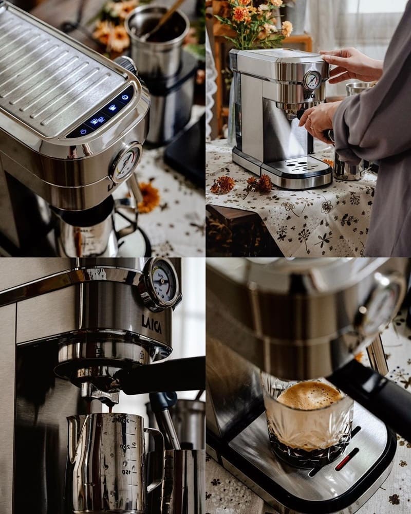 「LAICA萊卡HI8002半自動咖啡機」告别排隊咖啡店，家用咖啡新選擇、操作簡單輕鬆上手！