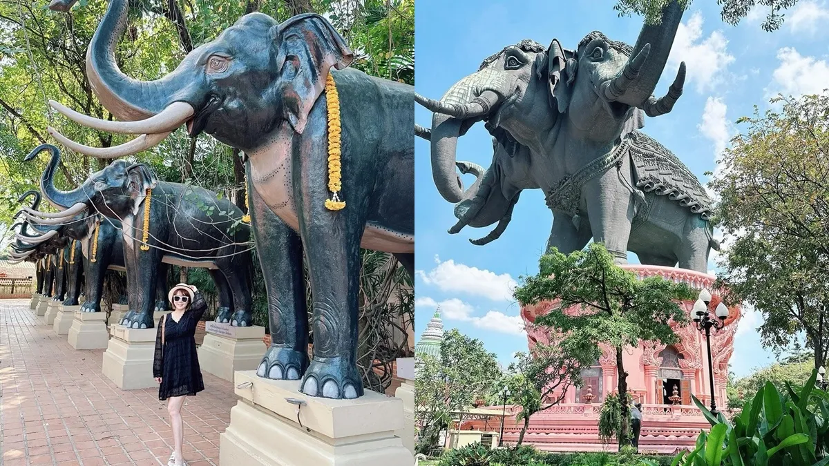 「三頭象神博物館」曼谷必遊景點！粉色系建築藝術之美、震撼眼球體驗！