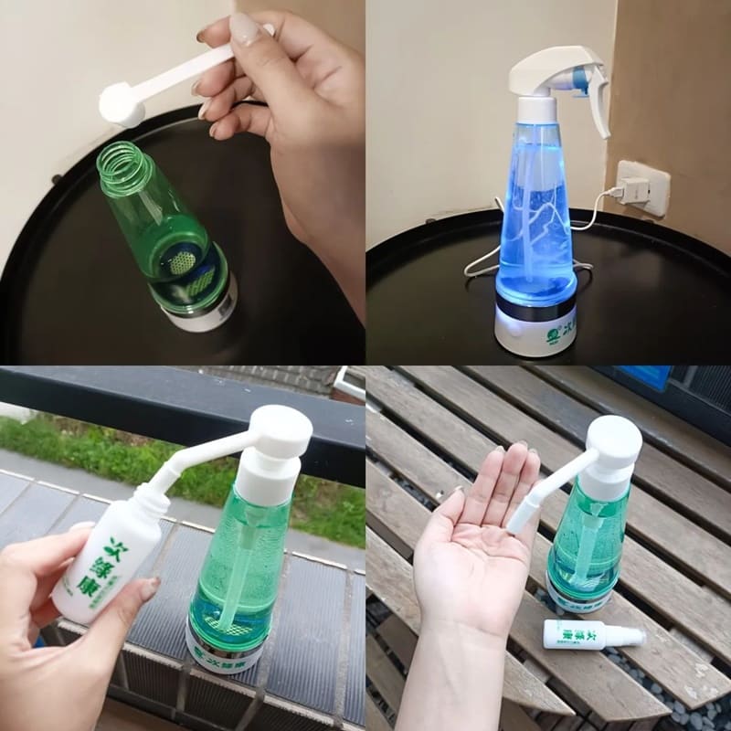 「次綠康除菌液」有效防護細菌！USB供電、水+鹽即可製作不刺鼻消毒劑、方便攜帶使用！