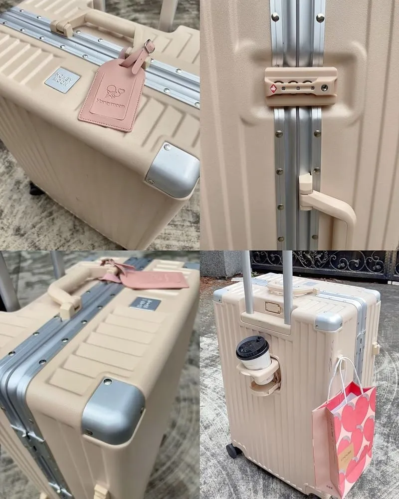多功能杯架USB充電行李箱