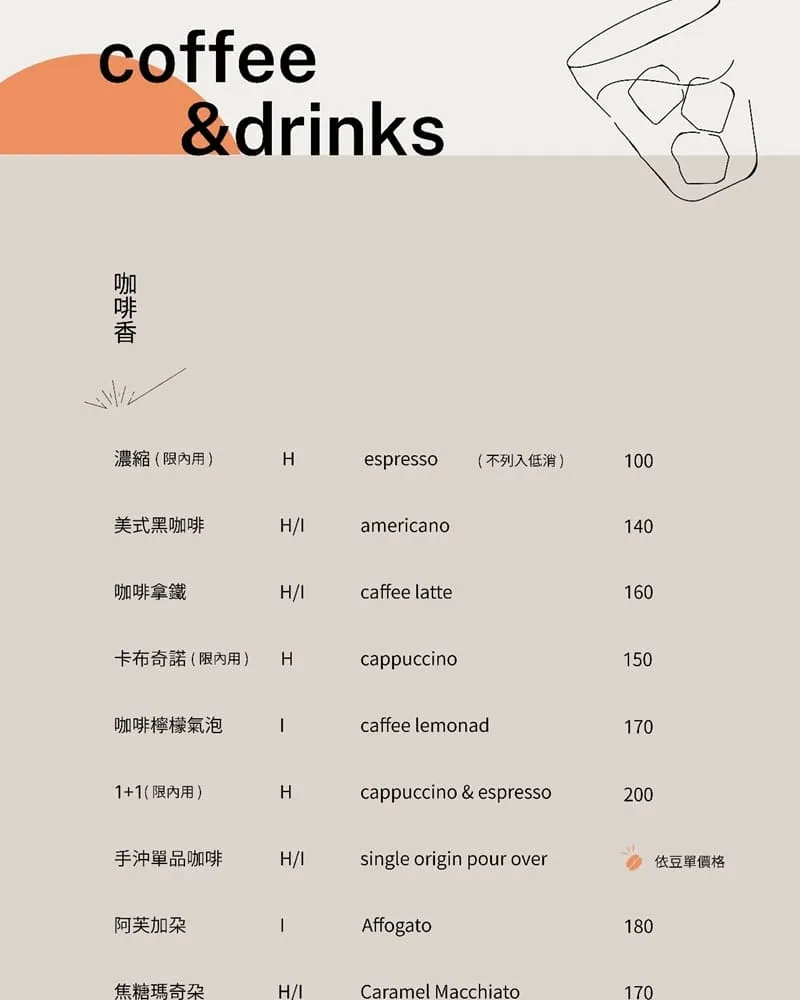 Sundate cafe 菜單