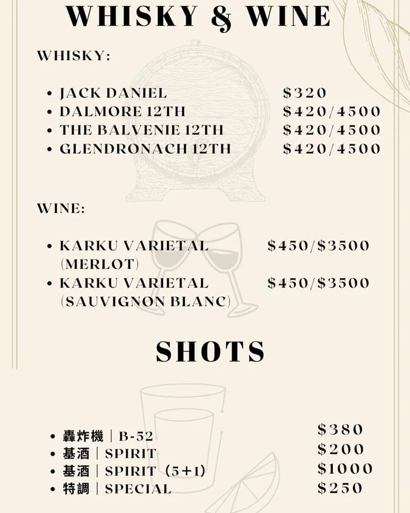 Shisha Lounge 煙 Cafe&Bar 菜單