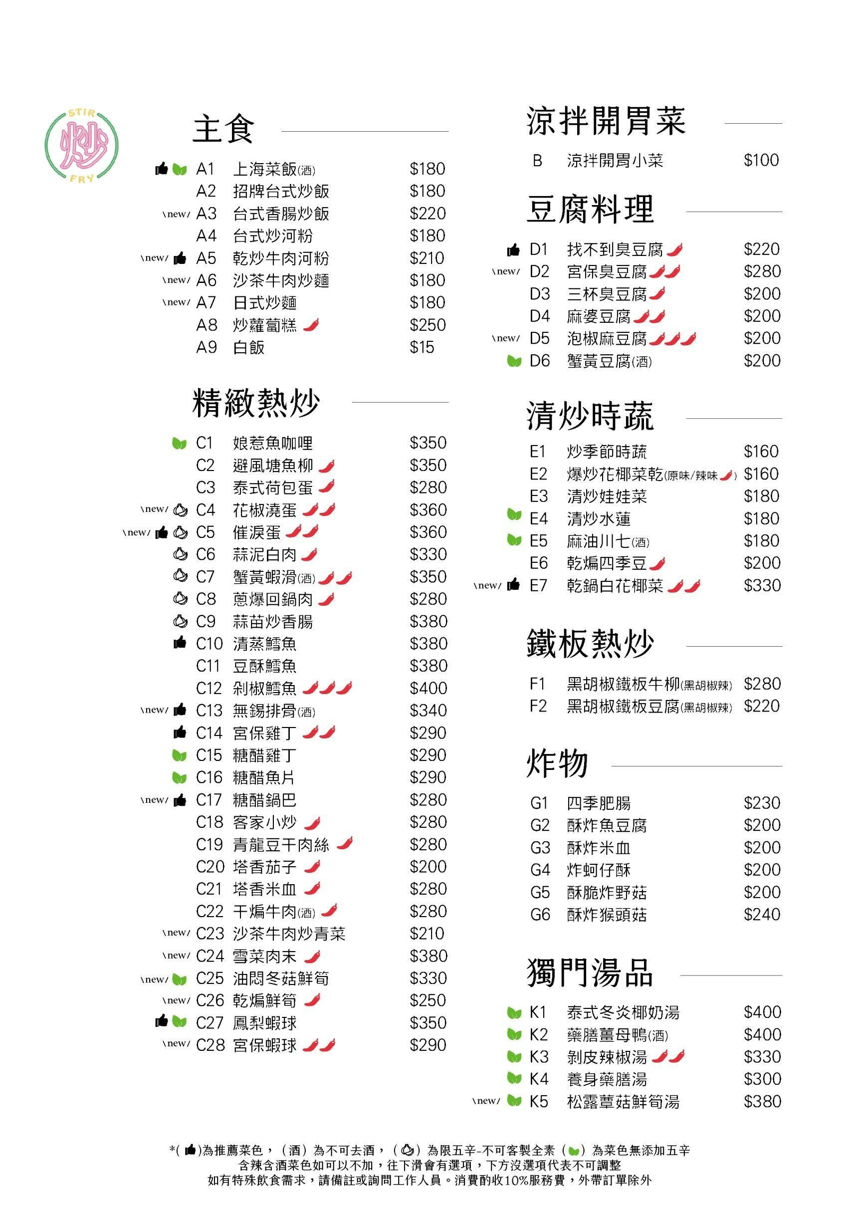 CHAO炒炒新亞洲蔬食 菜單