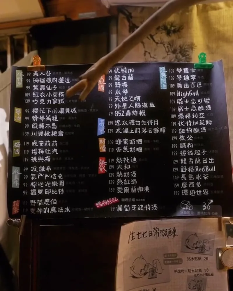 生七七微醺調酒 菜單