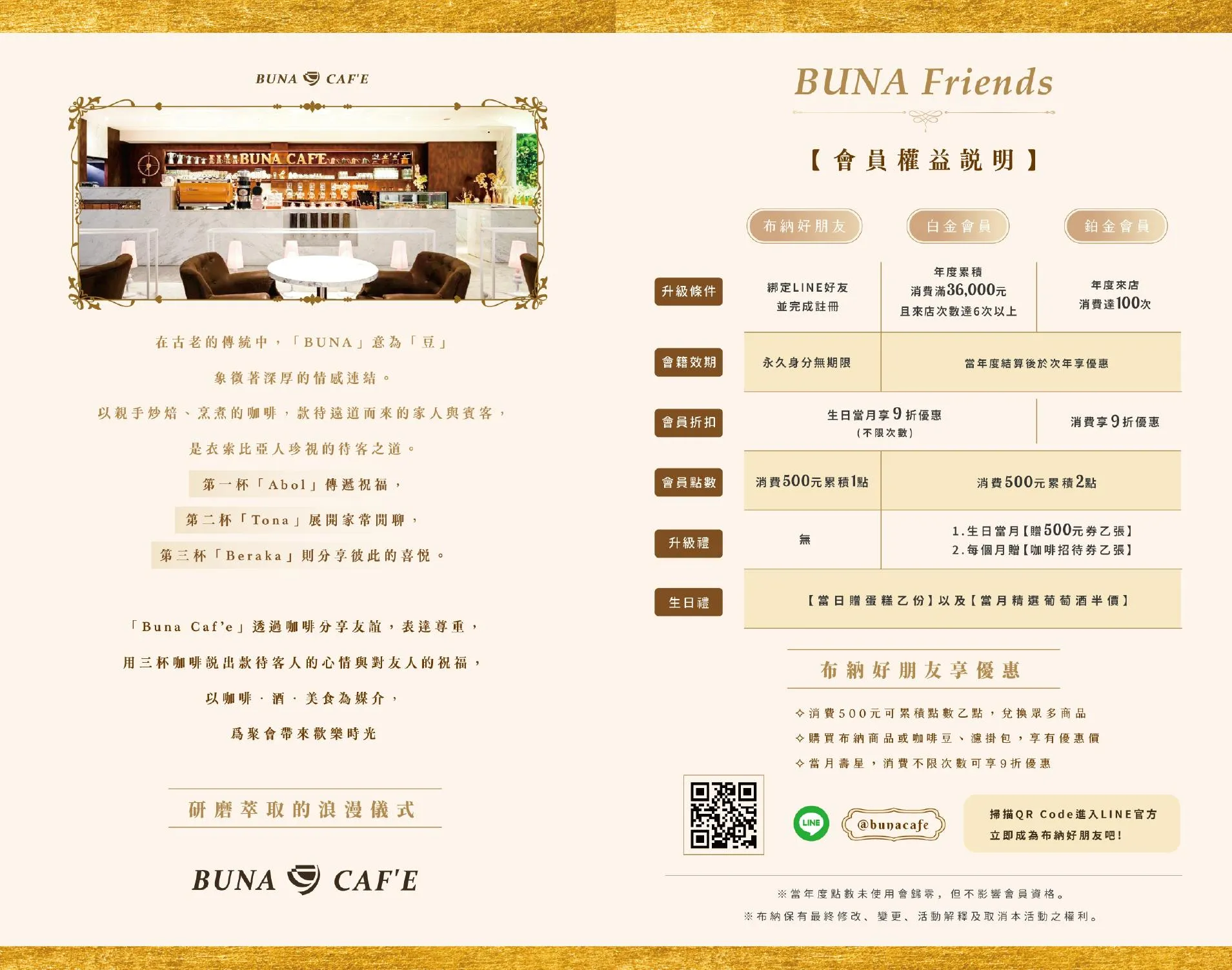 布納咖啡館 信義館 會員權益點數